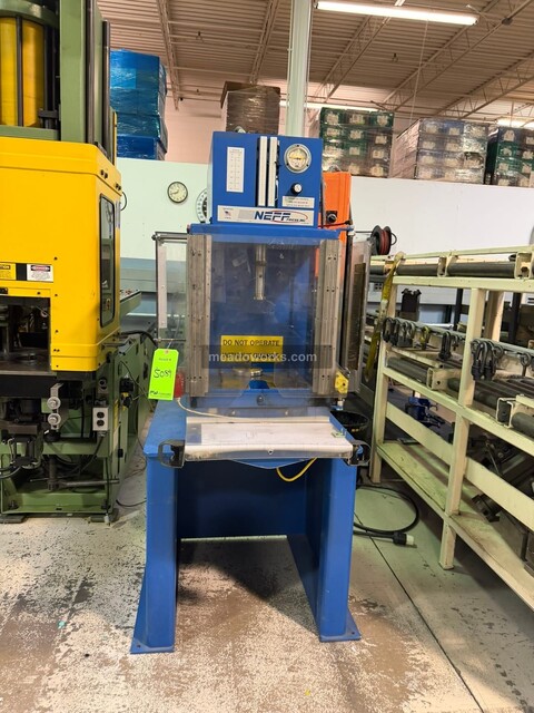 4.7 Ton, Neff, Hydraulic Press, 5 HP Baldor motor, polycarbonate guards, run/jog controls, 230 V., 14,379