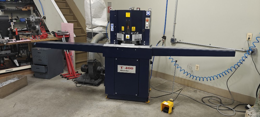 AMP T400 Double Miter Saw Alphamaccine - Industrial Vertical Drop Saw - Excellent Condition