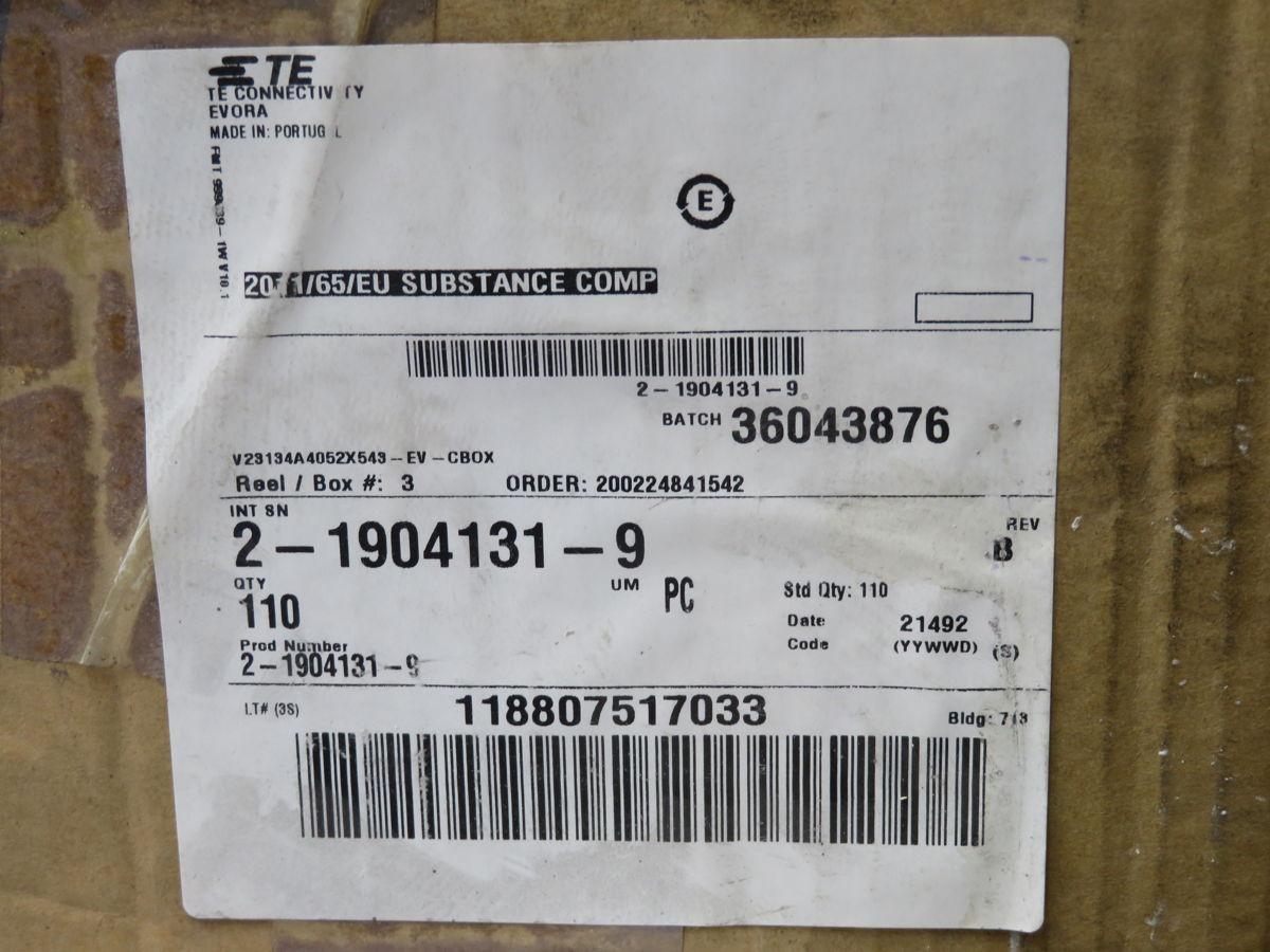TE Connectivity #2-1904131-9, Power Relay, LOT of 110