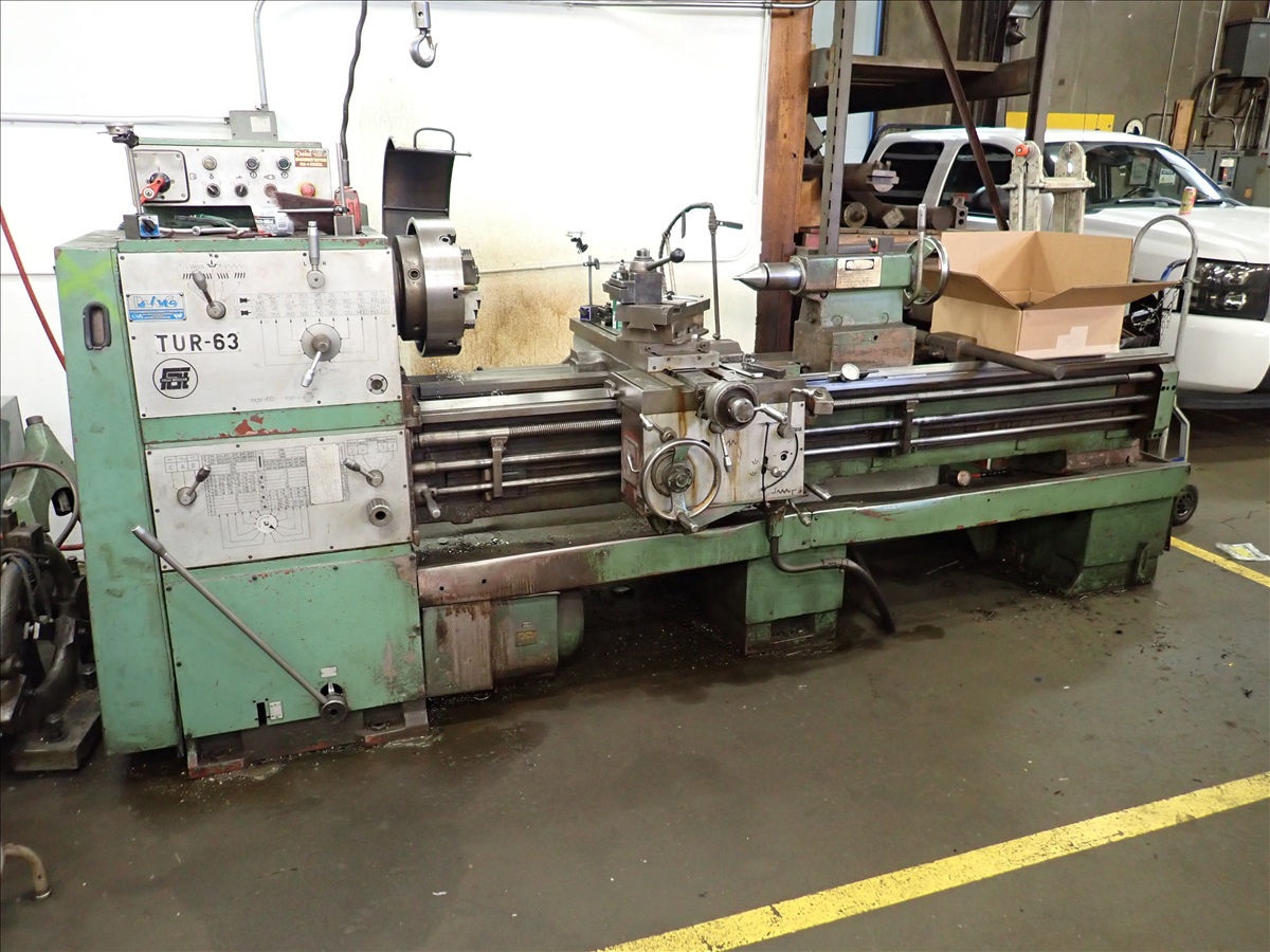 24" x 104" FAT #PONAR-WROCLAW-TUR-63, Engine Lathe, 16" 4-jaw chuck, (2) steady rests, tool post, tailstock
