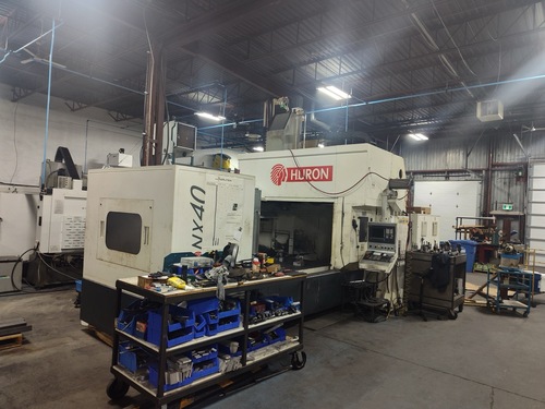 Huron #NX40, double column bridge machining center, 87.4" X Travel, 63" Y Travel, 39" Z, 87" x 50" table