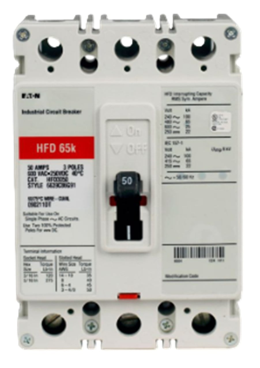 100 Amp, Eaton #HFD3100, Circuit Breaker, F-Frame, 3-Pole, 600 Volts AC 250 Volts DC, NEW