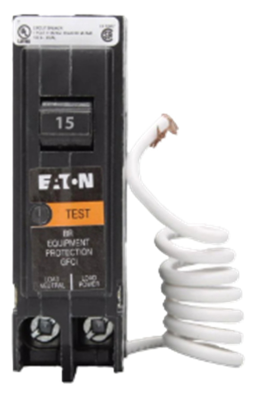 15 Amp, Eaton #BRN115EP, GFCI Circuit Breaker, 1-Pole, 120/240 Volts, BRN, NEW