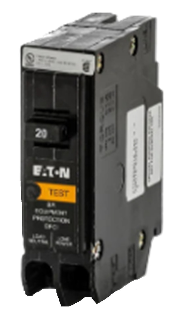 20 Amp, Eaton #BRN120EP, GFCI Circuit Breaker, 1-Pole, 120/240 Volts, Type BRN, NEW