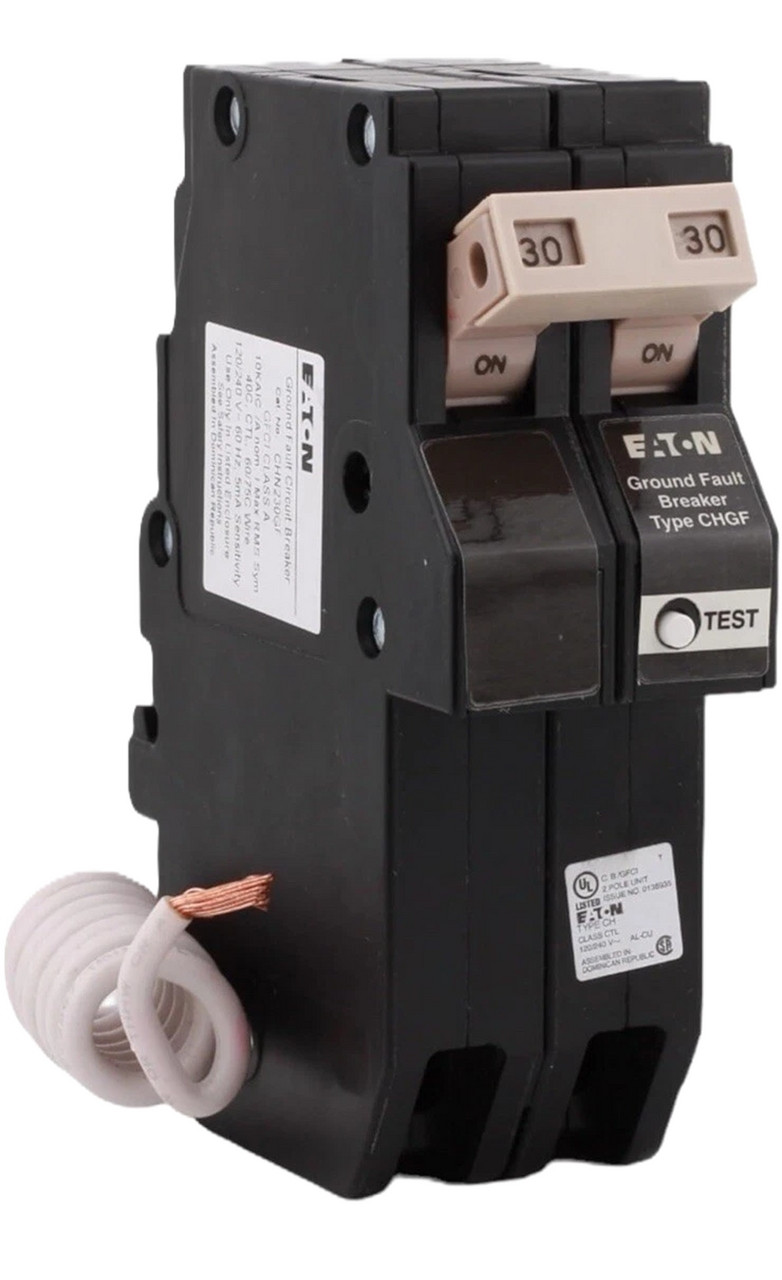 30 Amp, Eaton #CHN230GF, GFCI Circuit Breaker, Type CH, 2-Pole, 120/240 Volts, NEW
