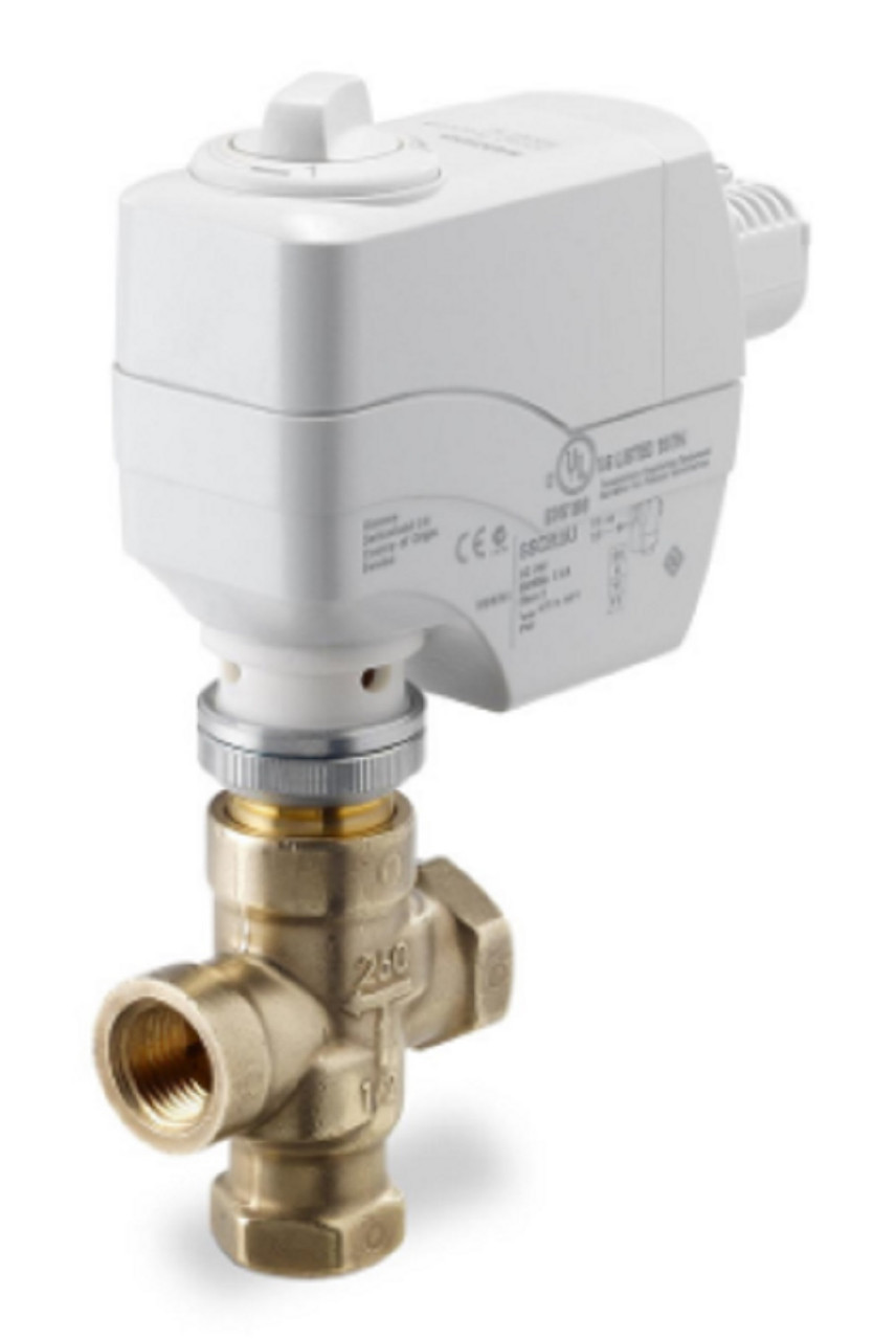 Siemens #259-02073, 3-Way 1/2" Terminal Unit Valve, Cv 0.63, Mixing, Linear, F x F, NEW