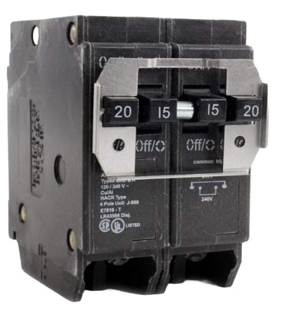 20 Amp, Eaton #BQC220215, Circuit Breaker, Type BQC, 4-Pole, 1x 1x15A, 120/240 Volts, NEW