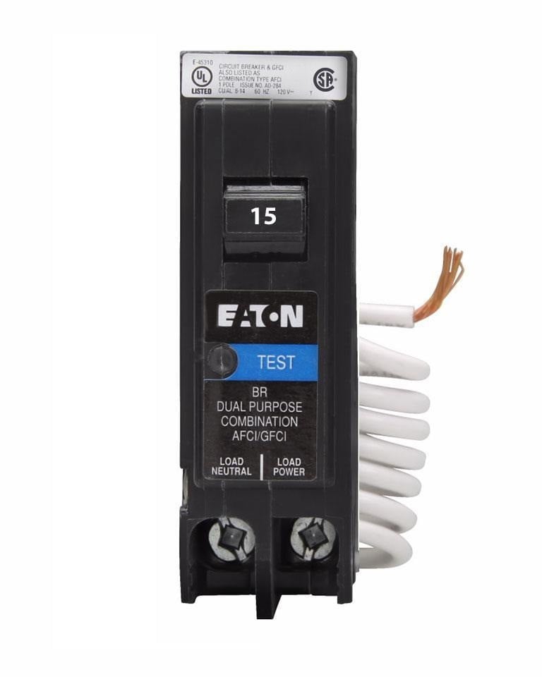 15 Amp, Cutler-Hammer #BRAFGF115, Single Pole Dual Function Circuit Breaker, NEW