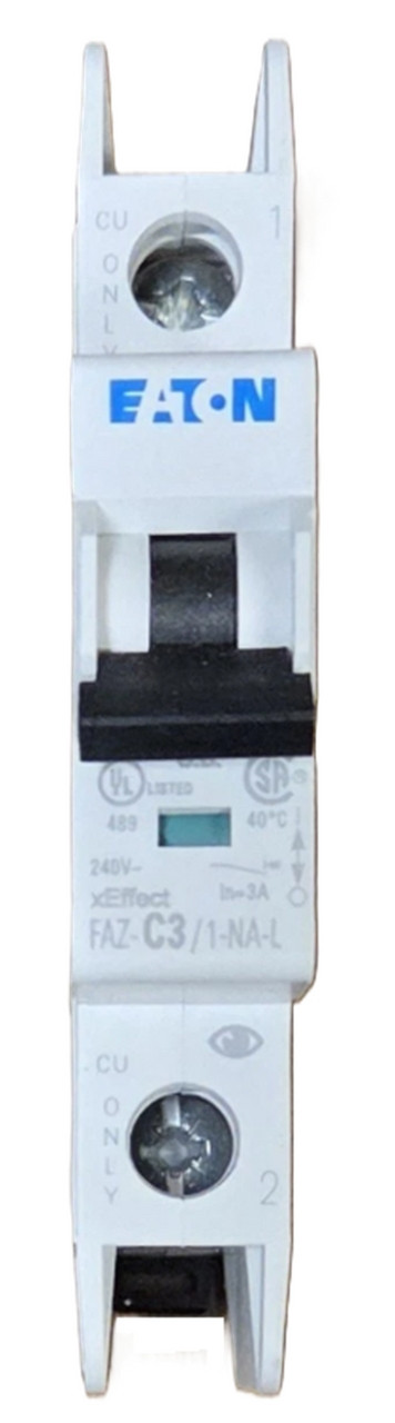 3 Amp, Moeller #FAZ-C3/1-NA-L, 190611 Circuit Breaker, 1-Pole, C Curve, NEW