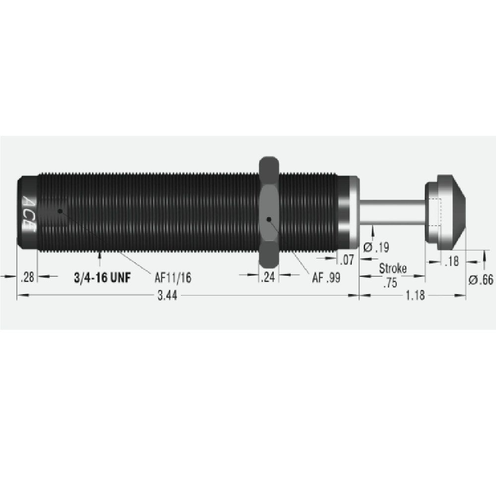 Ace Controls #SC300-2, Shock Absorber, 3/4" Stroke, 3/4-16 UNF, NEW