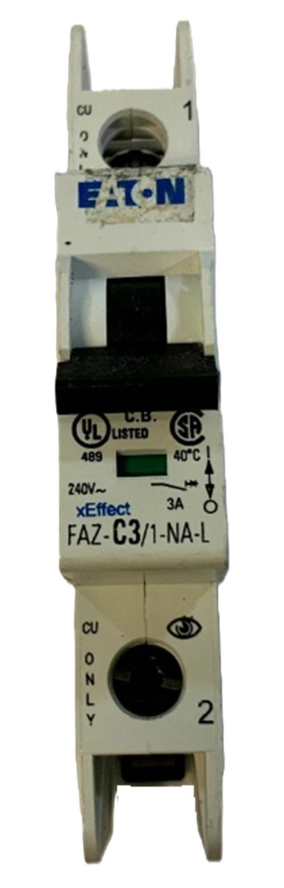3 Amp, Moeller #FAZ-C3/1-NA-L-SP, 195465 Circuit Breaker, 1-Pole, C Curve, NEW