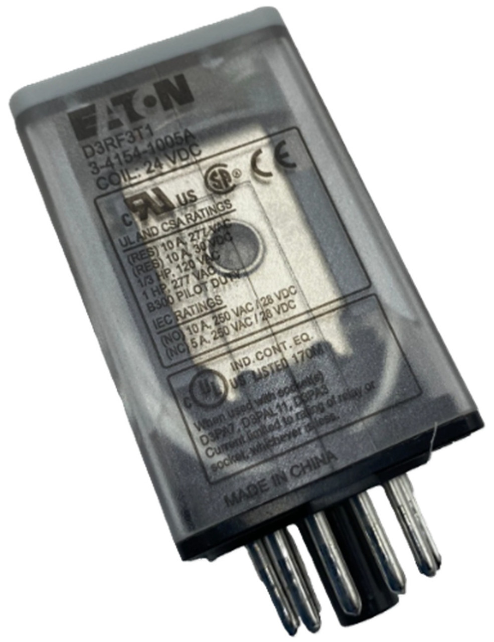 Eaton #D3RF3T1, Relay, 3PDT, Octal Base, 10A, 24 Volts DC Coil, NEW