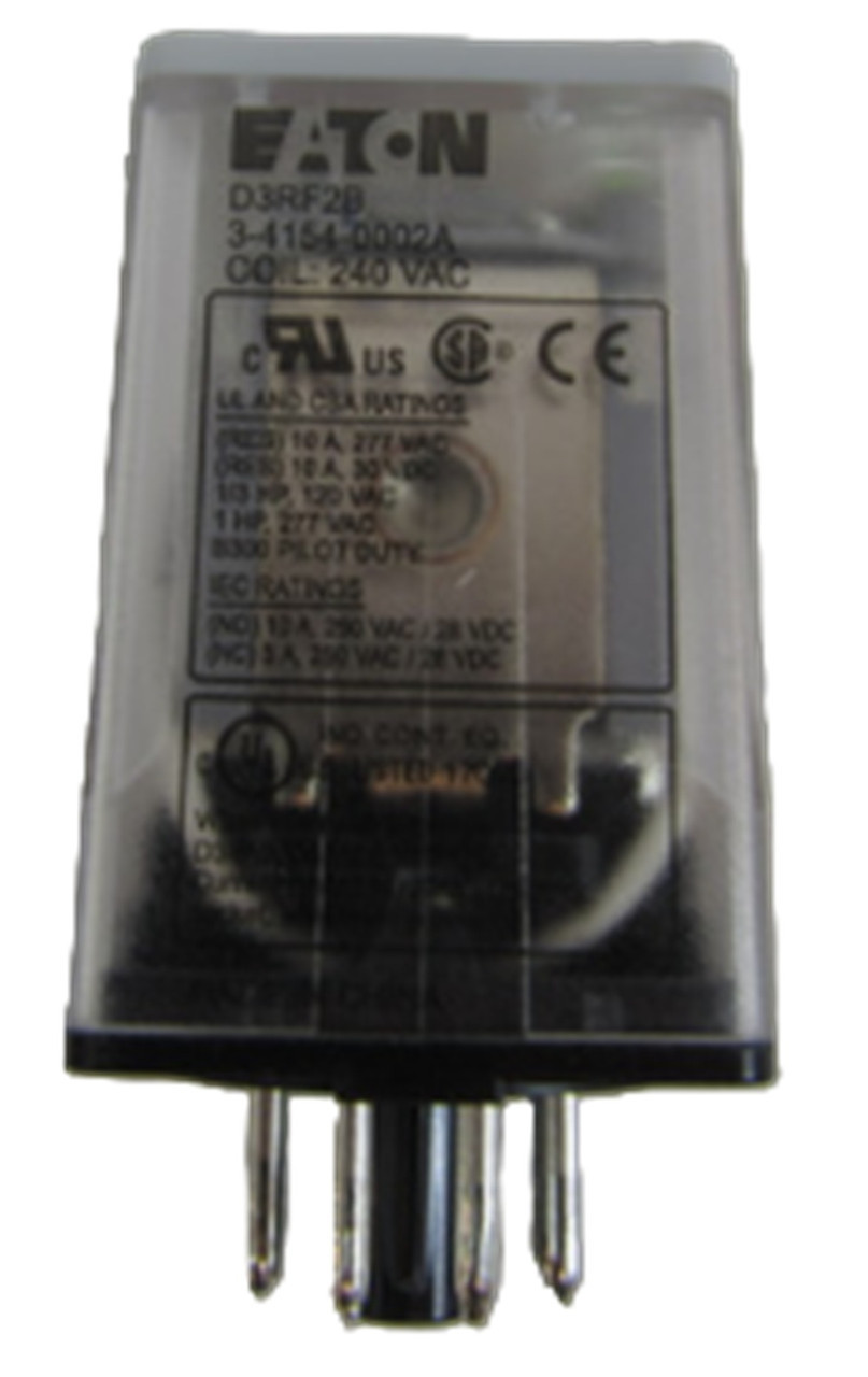 Eaton #D3RF2B, Relay, DPDT, Octal Base, 10A, 240 Volts AC Coil, NEW