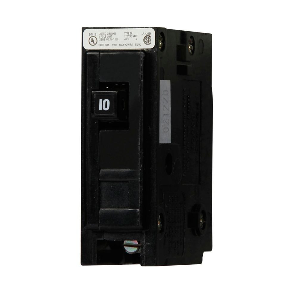 10 Amp, Eaton #BAB1010, Thermal Magnetic Circuit Breaker, 3 kAIC, 1-Pole, 240/415 Volts, NEW