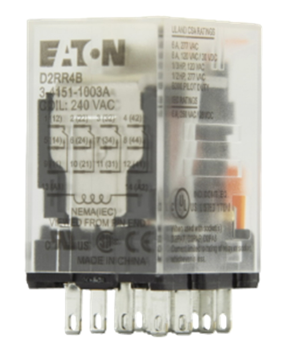 Eaton #D2RR4B, General Purpose Relay, 4PDT, 6A, 240 Volts AC Coil, NEW