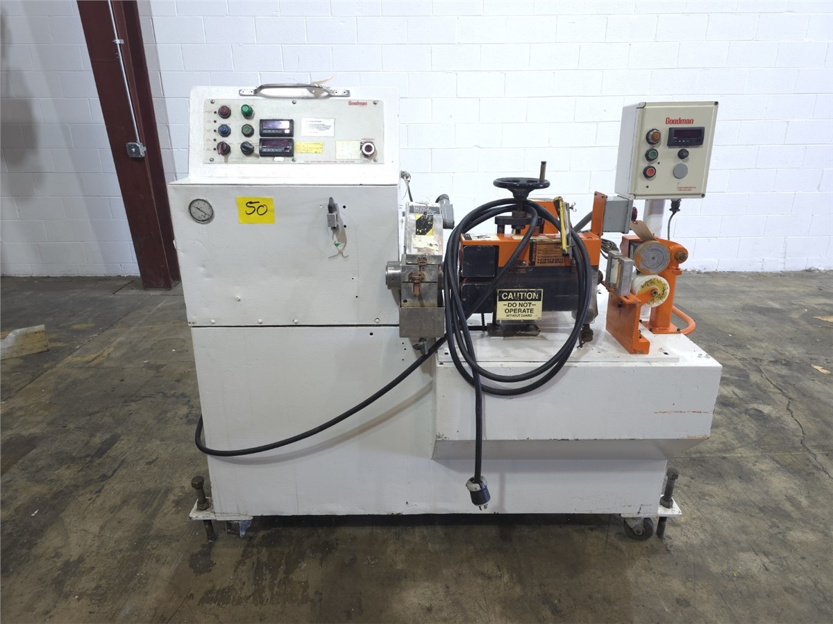 Goodman #500, 3" Vac-U-Torq knife cutter, 500 cuts/min., 2" x12" belt puller, 1 HP AC vector motor, Yaskawa