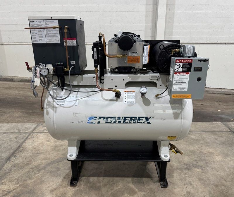 5 HP Powerex #STSH050244, 15 scfm, 116 psi, 60 gallon, dryer, 2021