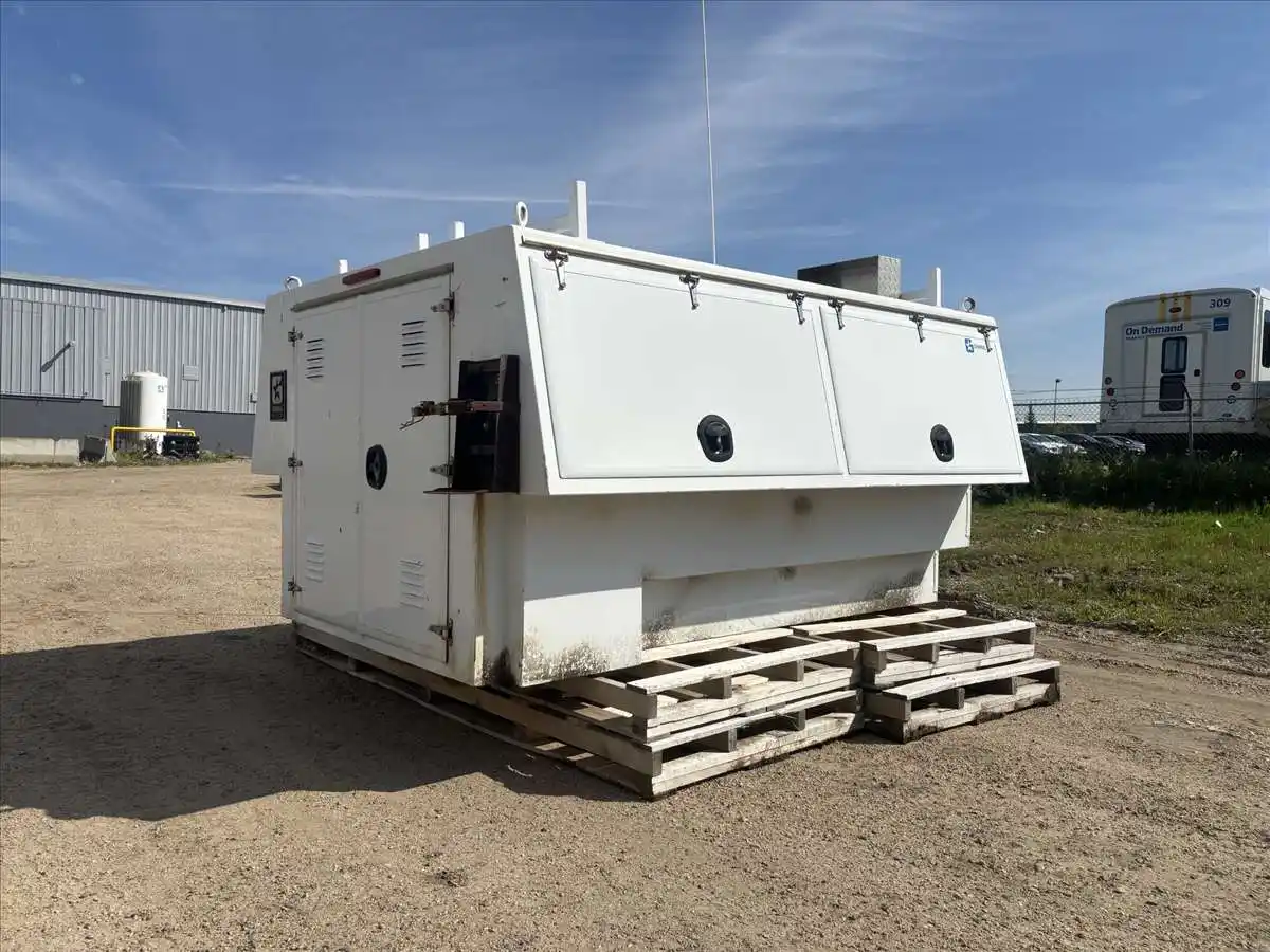 General body 8' slide in truck service capacity, locking doors, barn style rear door, ladder rack