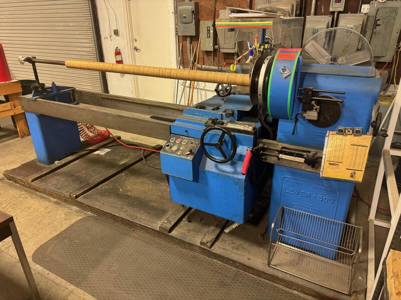 85" Lever #500, Single Knife Cutter, 14" max. roll diameter, (2) blades, spray mist system, 4-speed knife