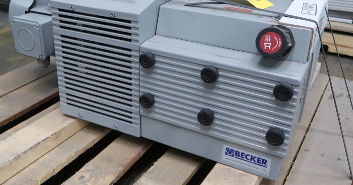 91 SCFM @ 23.6" Hg., Becker #KVT3.140, Dry Vane Vacuum Pump, 3.3/4.4 KW, 1430/1720 RPM, continuous duty, 2016
