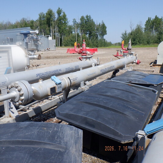 12.8" x 20' Mar-Quinn, sour horizontal sand separator, 2-phase, 2900 psi, vessel only, skidded, 2008 (3