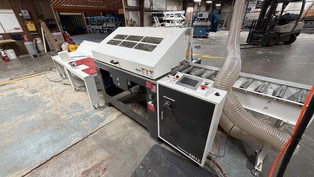 Cantek #EM12, end matcher, 1.6"-12" width, 0.4"-1.38" thick, 12" min length, 295 FPM, (2) 10 HP cutterheads