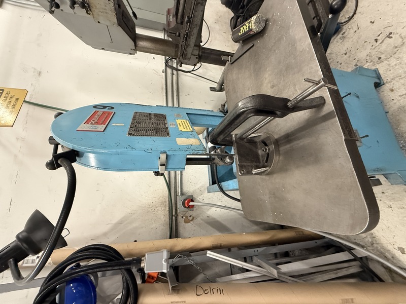 14.5" x 8.5" Roll-In #EF1459, vertical band saw, 18-1/2" x 30" table, 1.5 HP, 70-525 FPM, 1/4"-3/4" blade