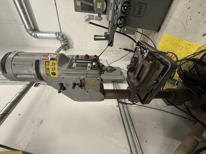 Wilton #24800, drill press, 3-speed motor, 3 HP, 55-1740 RPM, X-Y vise table, power feed, 220 V., 60 Hz., 3