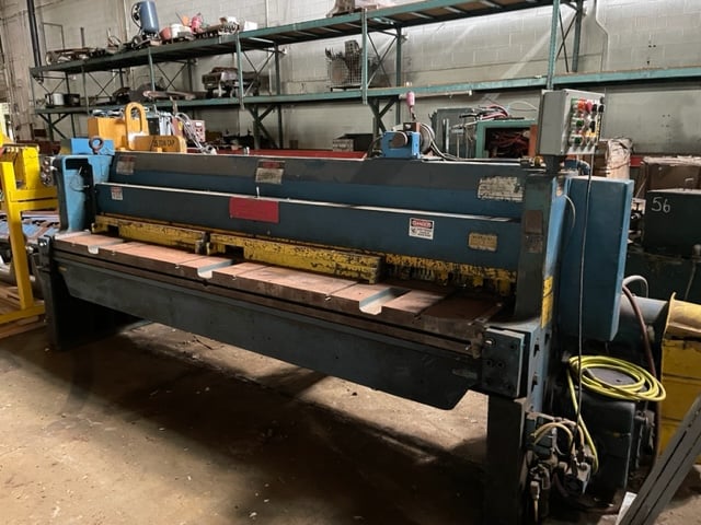 3/16" x 10' Wysong #1010, mechanical power squaring shear, w/ conveyor