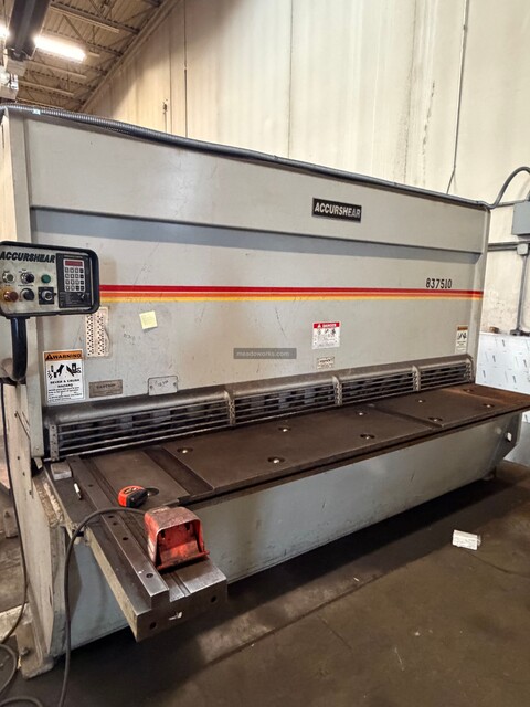 3/8" x 10' Accurshear #837510, Hydraulic Shear, power back gauge, front squaring arm, stroke control, 2600