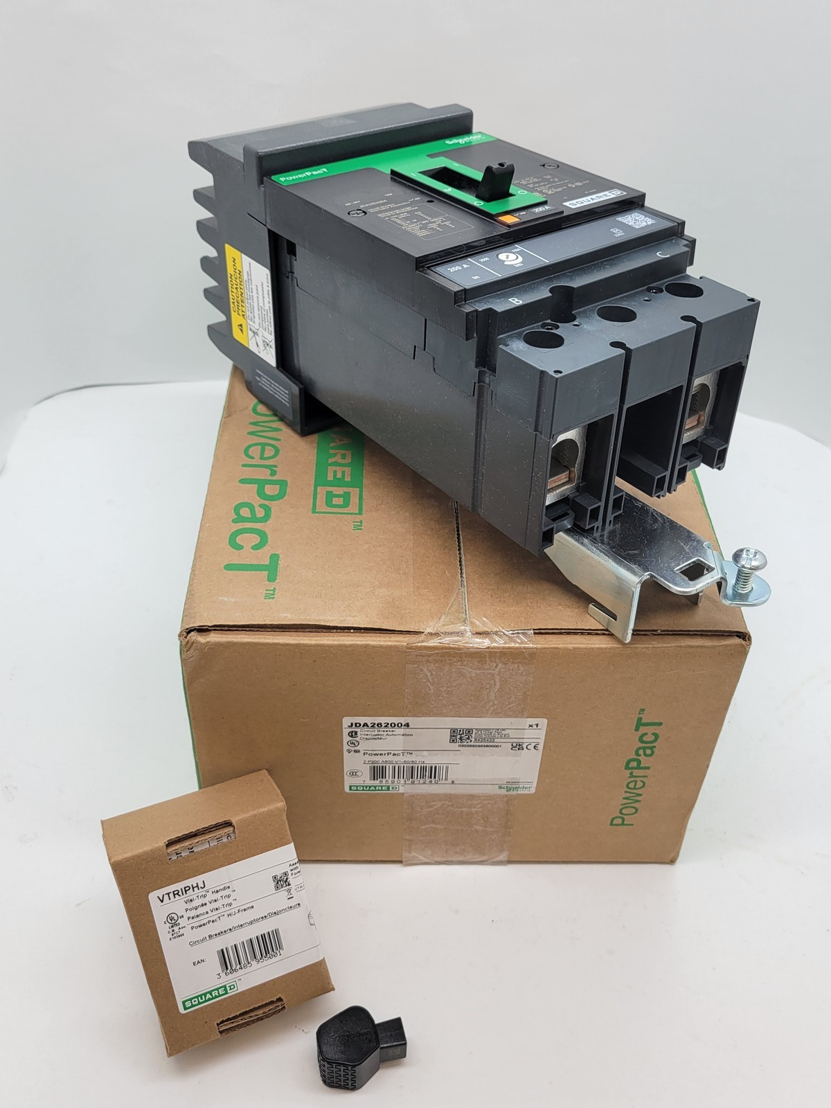 200 Amps, Square D #JDA262004, PowerPact I-Line Circuit Breaker, 2P, 600 Volts, 14KA, w/ VTRIPHJ, Mounting