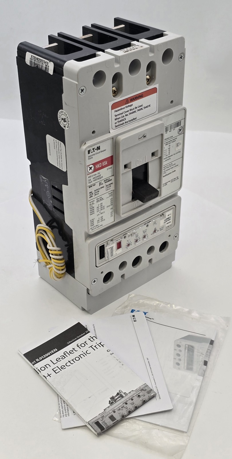 400 Amps, Eaton #HDK3400F, Bolt-On Circuit Breaker, 3P, 600 Volts, w/ SNT3P11K Shunt Trip, 110-240 Volts