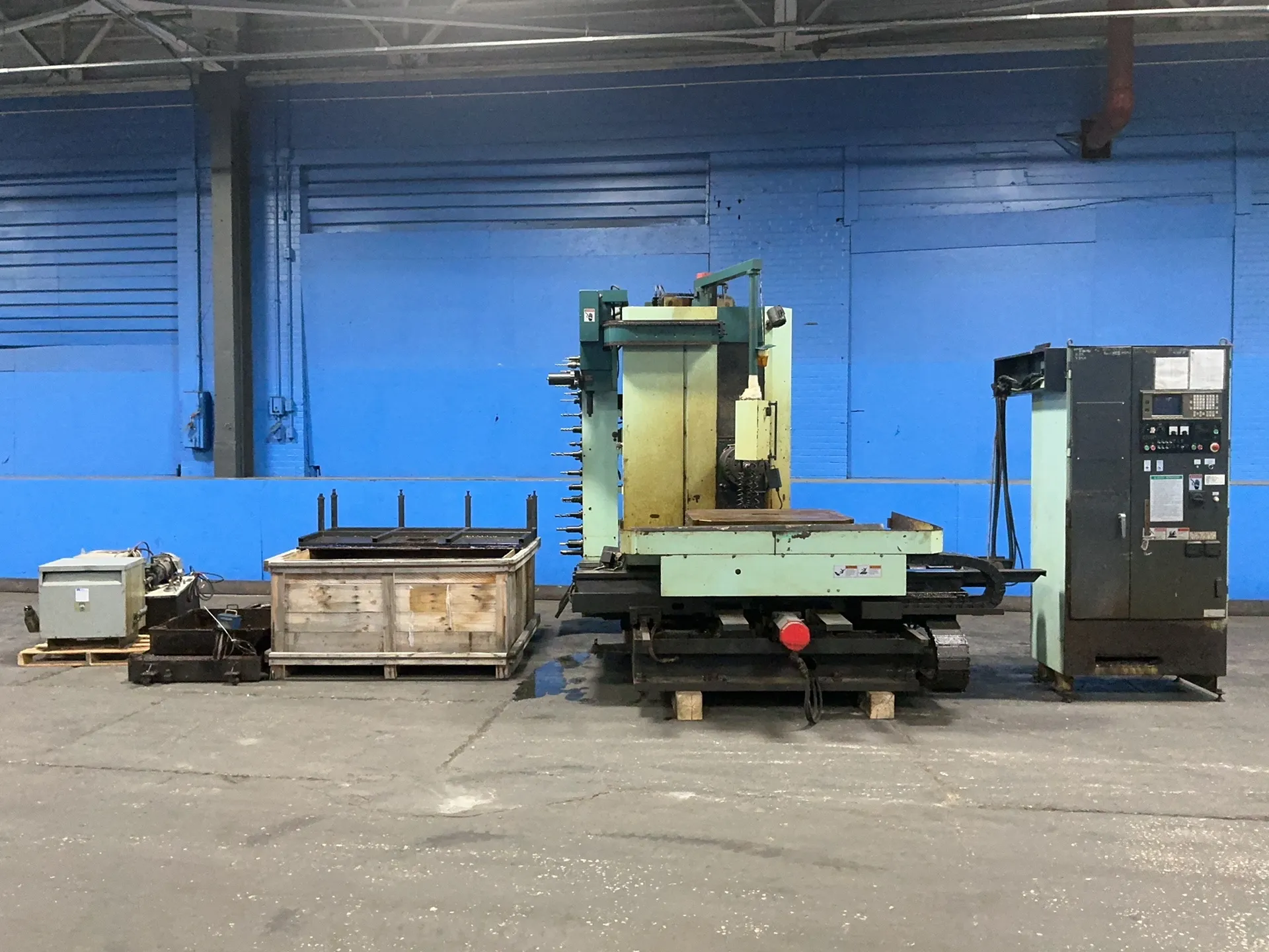 Kuraki #KBM-11A, CNC horizontal boring mill, table type, 38" x 42" capacity, Fanuc I6-M control, 30 position