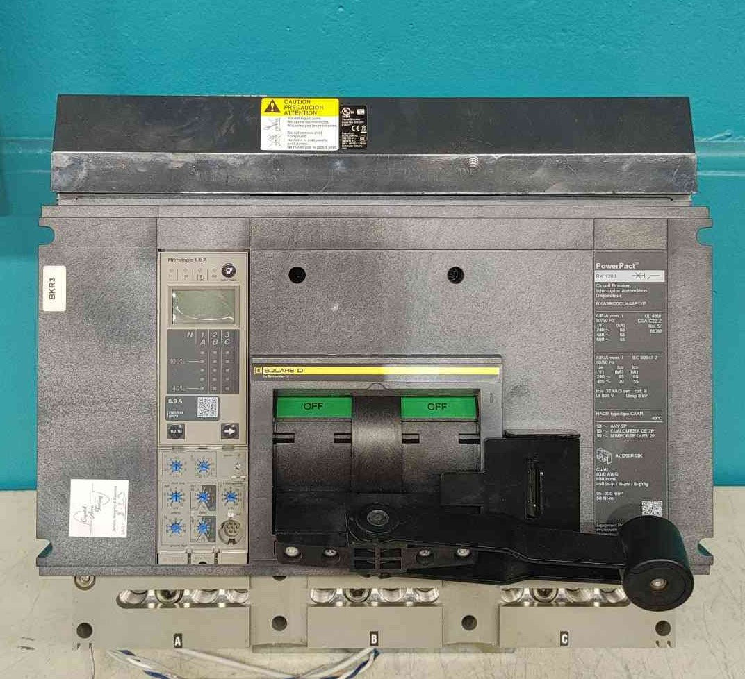 1200 Amps, Square D #RKA36120CU44AE1YP, I-Line circuit breaker, 3 pole, 600 Volts, MicroLogic 6.0A