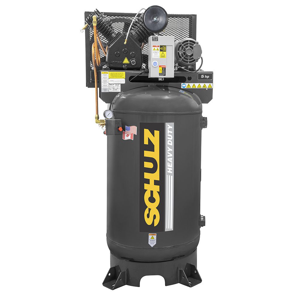 15.6 cfm, 175 psi, Schulz #580VV20X-3, piston air compressor, 5 HP, 80 gallon tank