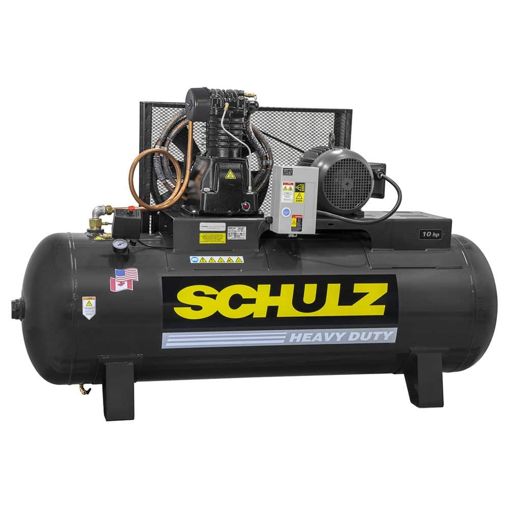 24.8 cfm, 175 psi, Schulz #10120HL40X-3, piston air compressor, 10 HP, 120 gallon tank