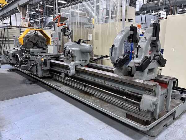 32" x 144" American #Pacemaker, engine lathe, 19" swing over cross slide, 4-jaw 28" chuck, 2-Axis digital