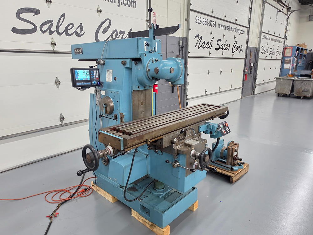 Sajo #PF-300, Horizontal & Vertical Mill, 39" X, 12" Y, 17" Z, 59" x 13" table, 13 HP, 48-1500 RPM, Ditron