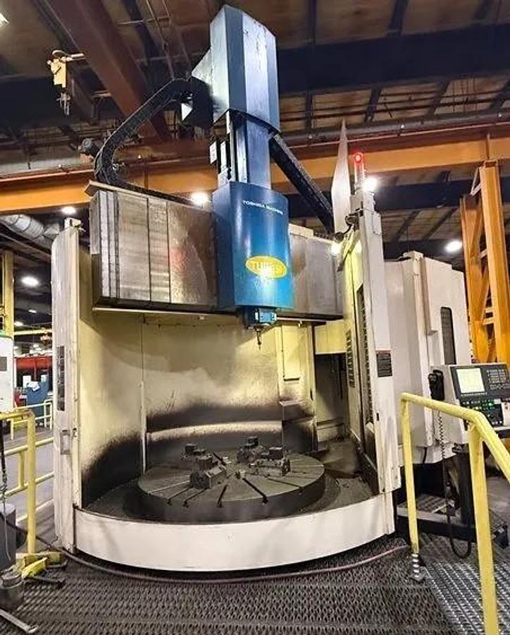 57.1" Toshiba #TUE-150S, CNC vertical boring mill, 78.7" swing, 61" cutting height, 60 HP, 2-400 RPM, 18 ATC