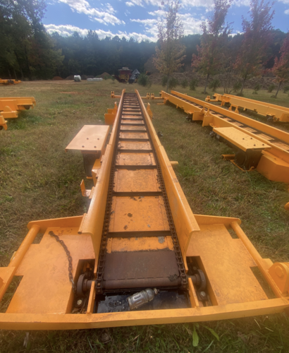24" x 30' chip/bark conveyor, 7.5 HP, custom built, heavy duty, individually powered sections (6 available)
