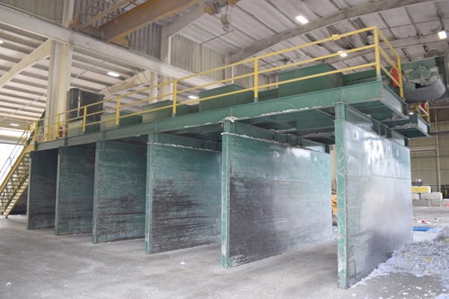Trash Sorting Line, 50' wide belt conveyor, (10) sort chutes