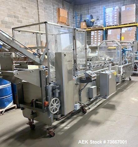 Adco #15-D, Horizontal Load Semi-Automatic Cartoner, hot melt glue, 120 CPM, 15" centers, dual head rotary