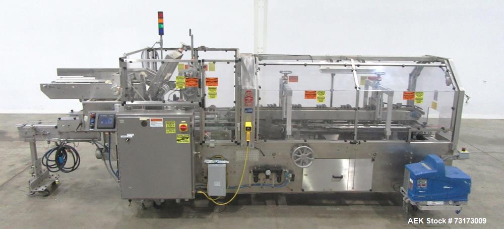 Adco #12WA-120-EC, Automatic Wraparound Carton Sleever, Stainless Steel, 120 CPM, Nordson ProBlue 7, AB SLC