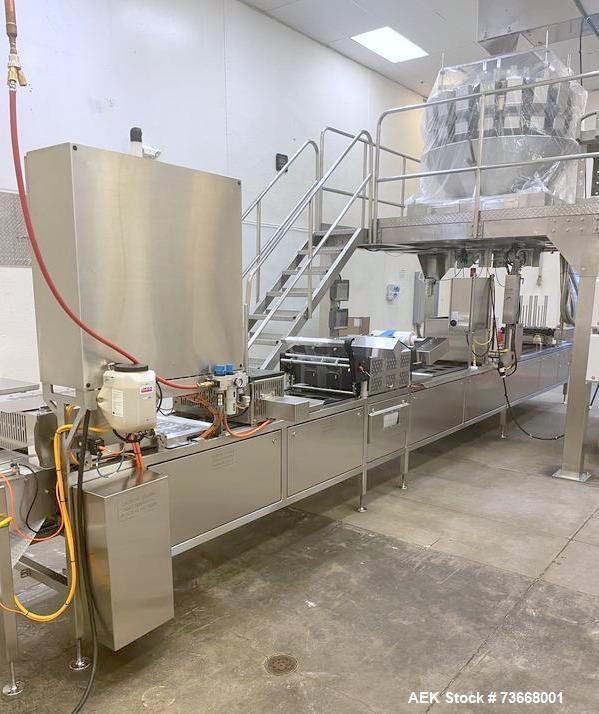 Precision #PMD, Tub & Tray Packing Line, High Tek 20-head combination scale, Nita XP400T labeler, VBC
