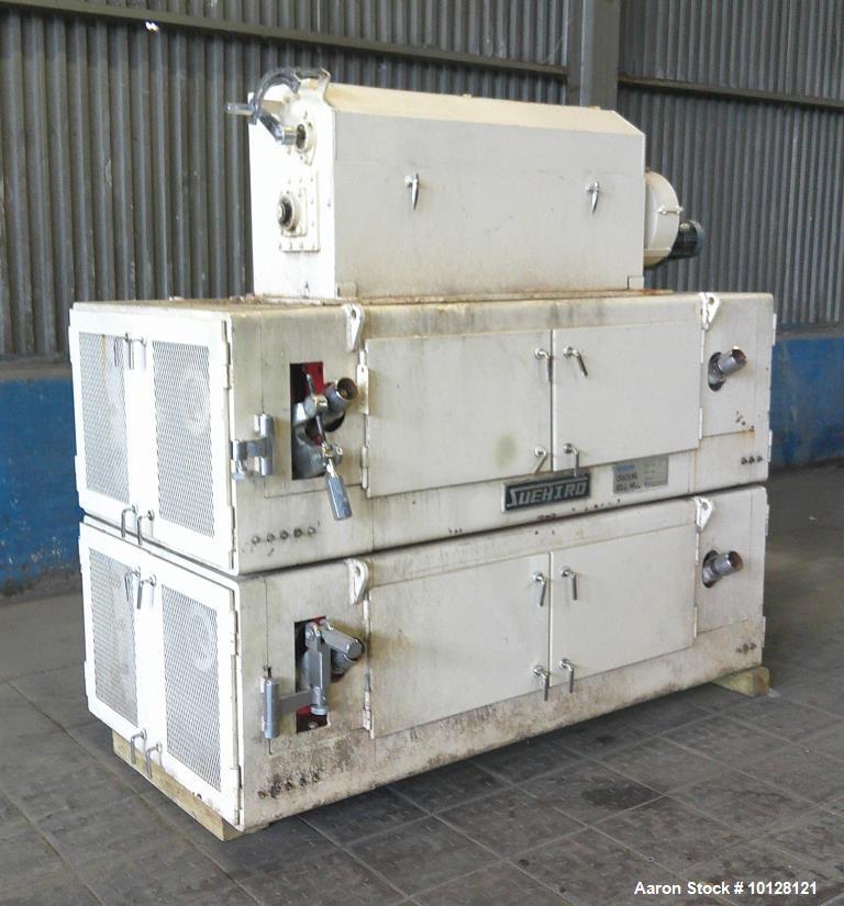 Suehiro #M-15, 2 Pair High Cracking Roller Mill, 9.84" diameter x 48.8" L corrugated rolls, 8" x 43" feed