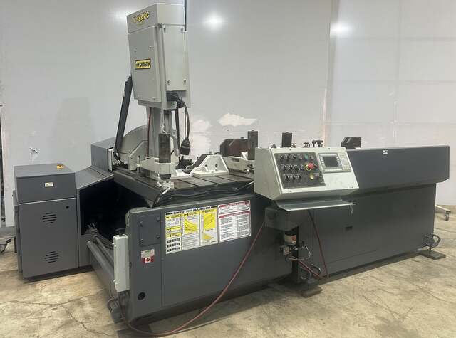 18" x 22" Hyd-Mech #V-18APC, automatic vertical band saw, 45° miter, 40" auto-feed, 1" x 14' 6" blade, 385