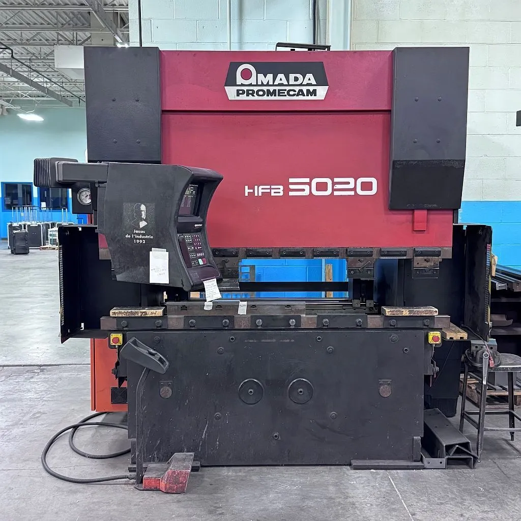 55 Ton, Amada #Promecam-HFB-5020, CNC hydraulic press brake, 6.8' overall, 65.35" between housings, 7.87"
