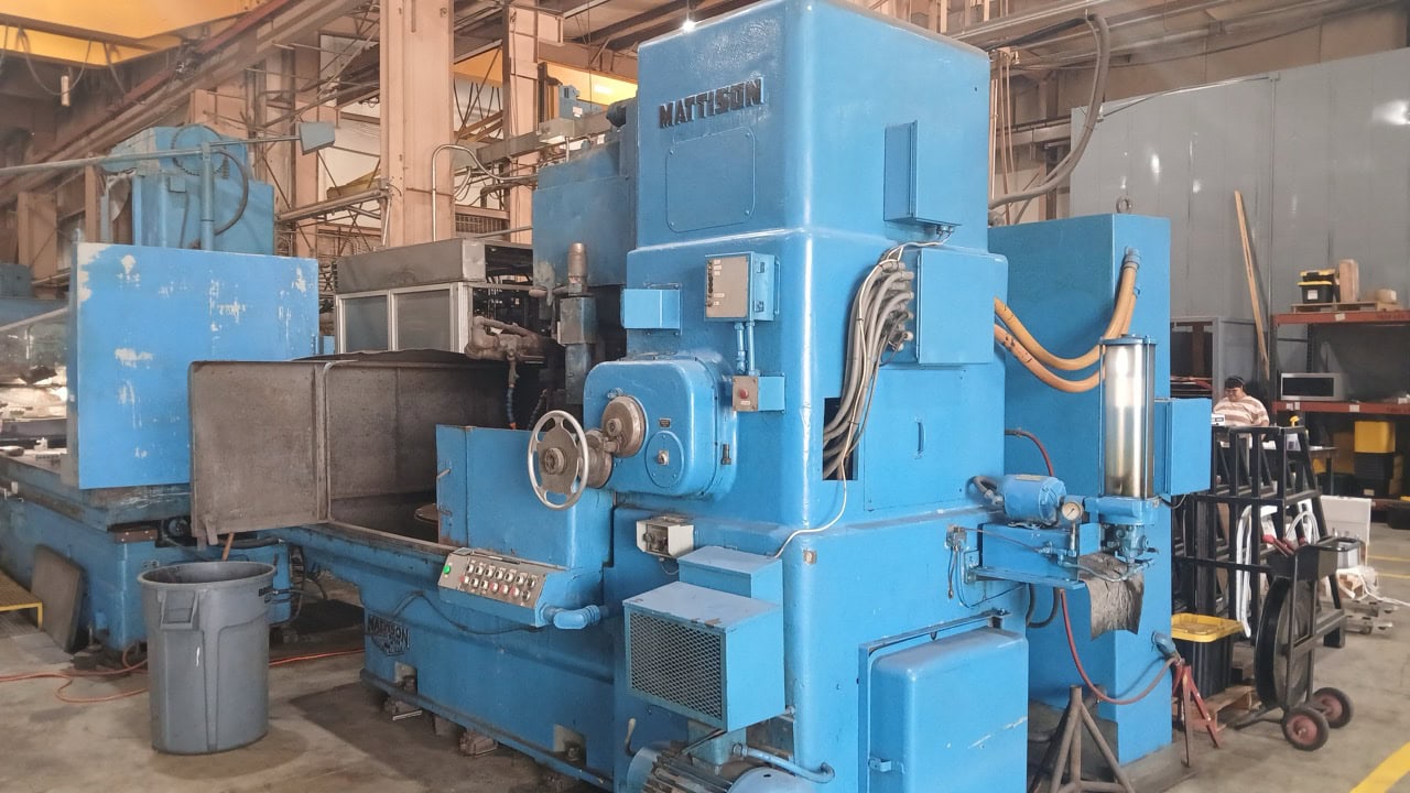 Mattison #48, vertical spindle rotary surface grinder, 48" chuck, 24" vertical travel, 26" segmented wheel