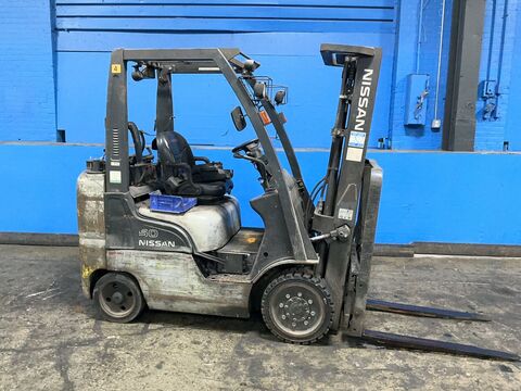 3,885 LB Nissan #MCUF12A25LV, propane forklift, 78" mast, 4" x 42" forks, AS IS