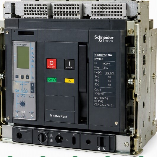 1600 Amps, Square D #NW16N, MasterPact NW circuit breaker, 3-pole, 600 Volts, 50/60 Hz. (2 available)